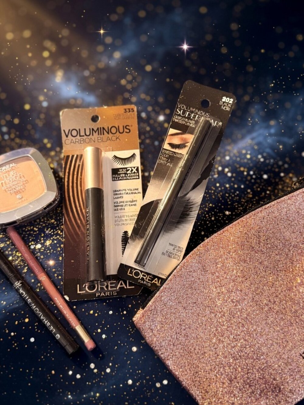 New L'Oreal Glitz & Glam 5pc Makeup Bundle & Bag